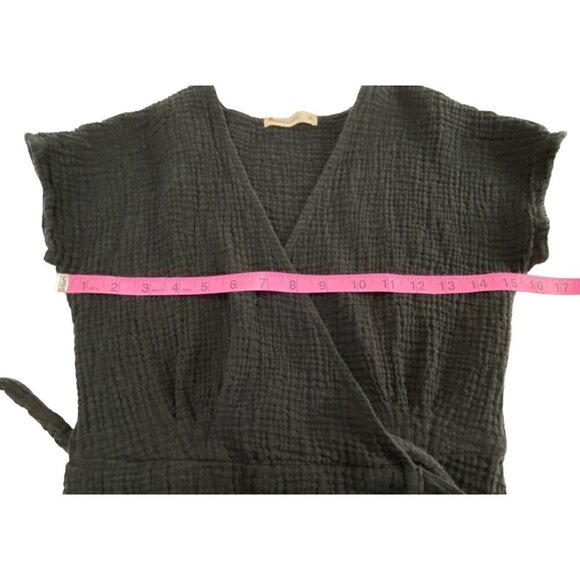 MARINE LAYER Women Maddie Wrap Gauze Dress SZ XS Black Cap Sleeves Summer 10-13 - Picture 7 of 15